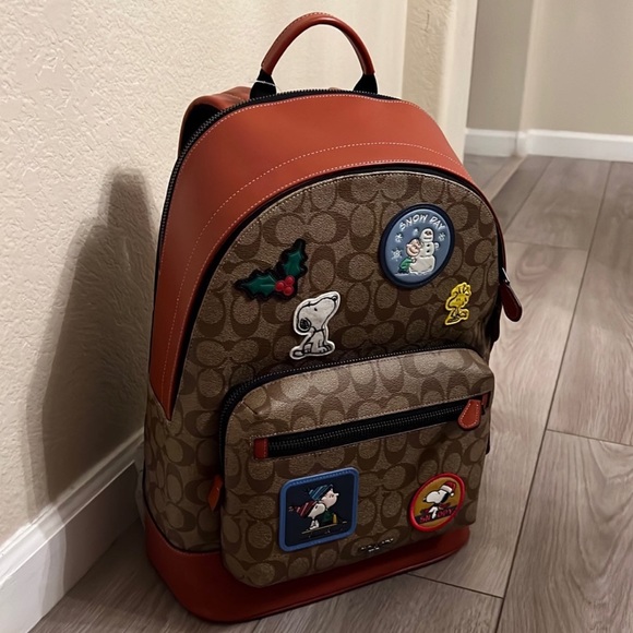 NEW Coach X Peanuts West Backpack In Signature Canvas With Patches - Picture 2 of 11